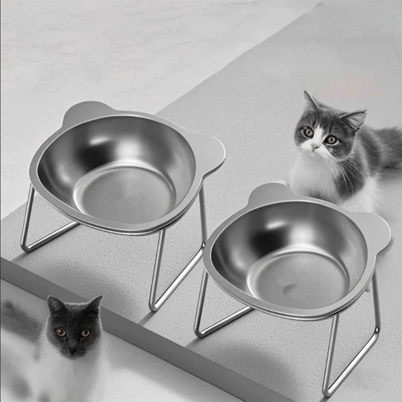 Raised Cat Bowl 304 Stainless Steel 15° Tilted Elevated Pet Dish Elevated Pet Bowl Nixie