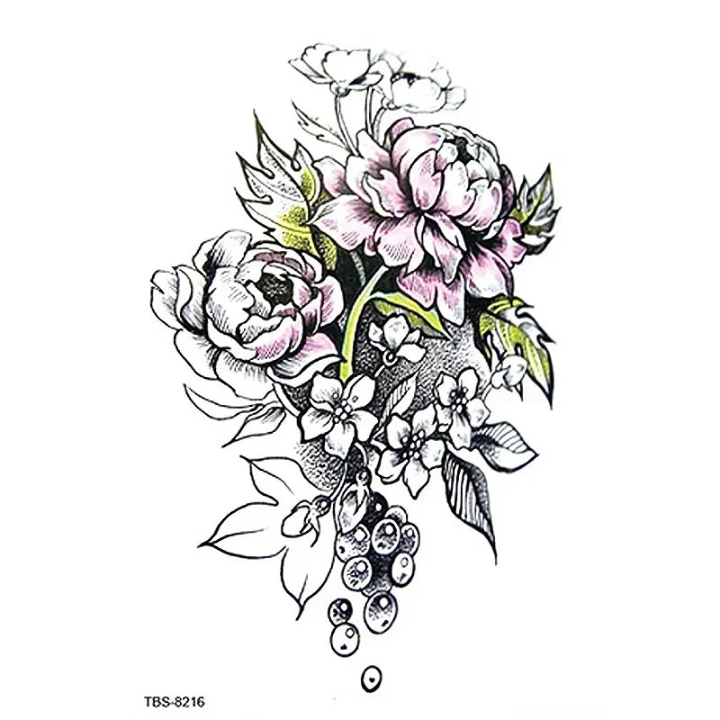 Realistic Rose Temporary Tattoo Sticker – Waterproof Floral Art Temporary Tattoo Sticker Nixie