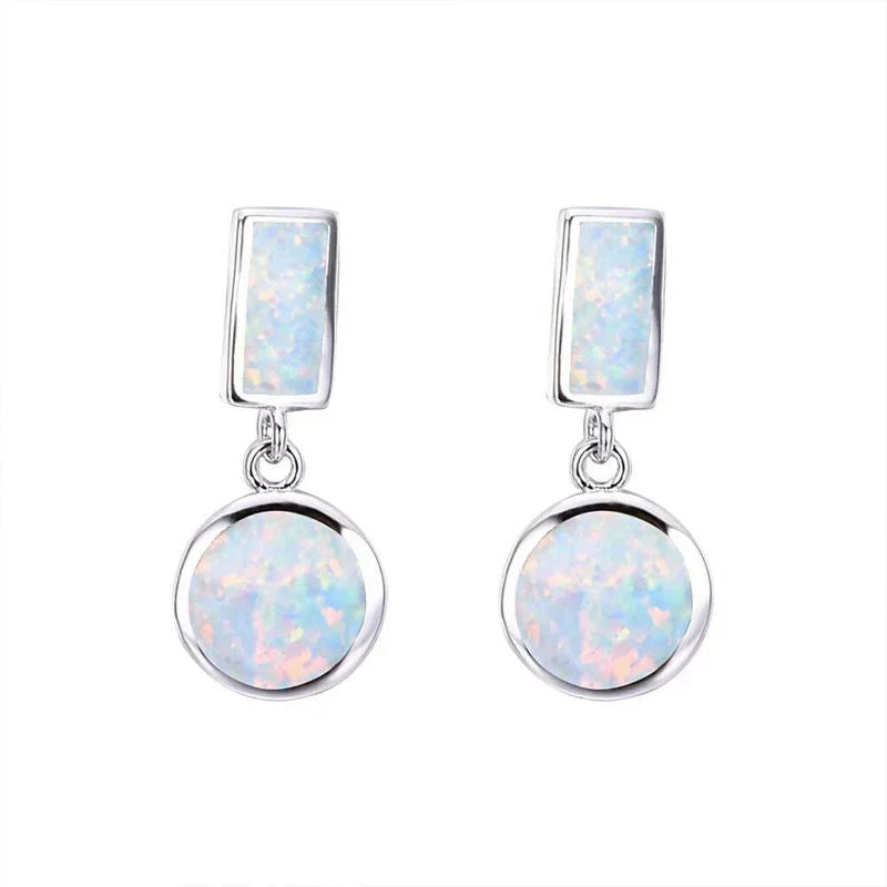 White Simulated Opal Stud Earrings – Trendy Fashion Gift Stud Earrings Nixie