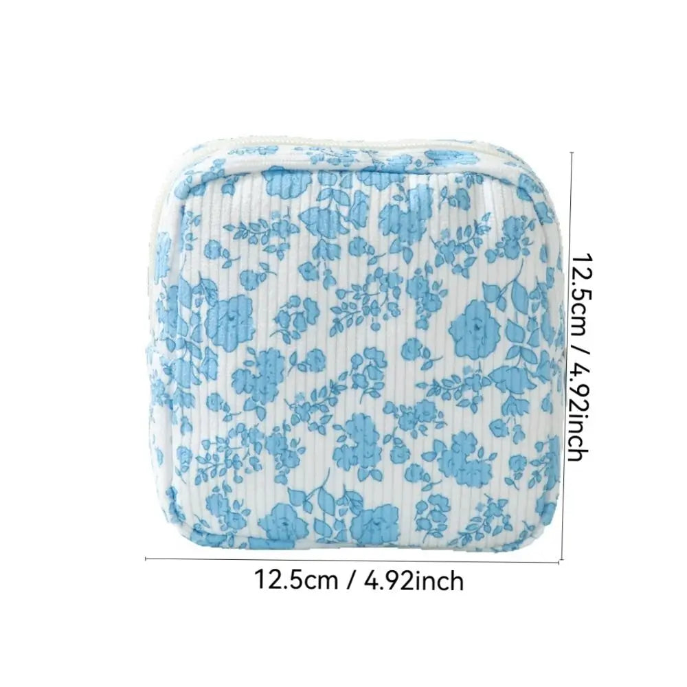 Mini Corduroy Makeup Bag – Portable Square Cosmetic Pouch