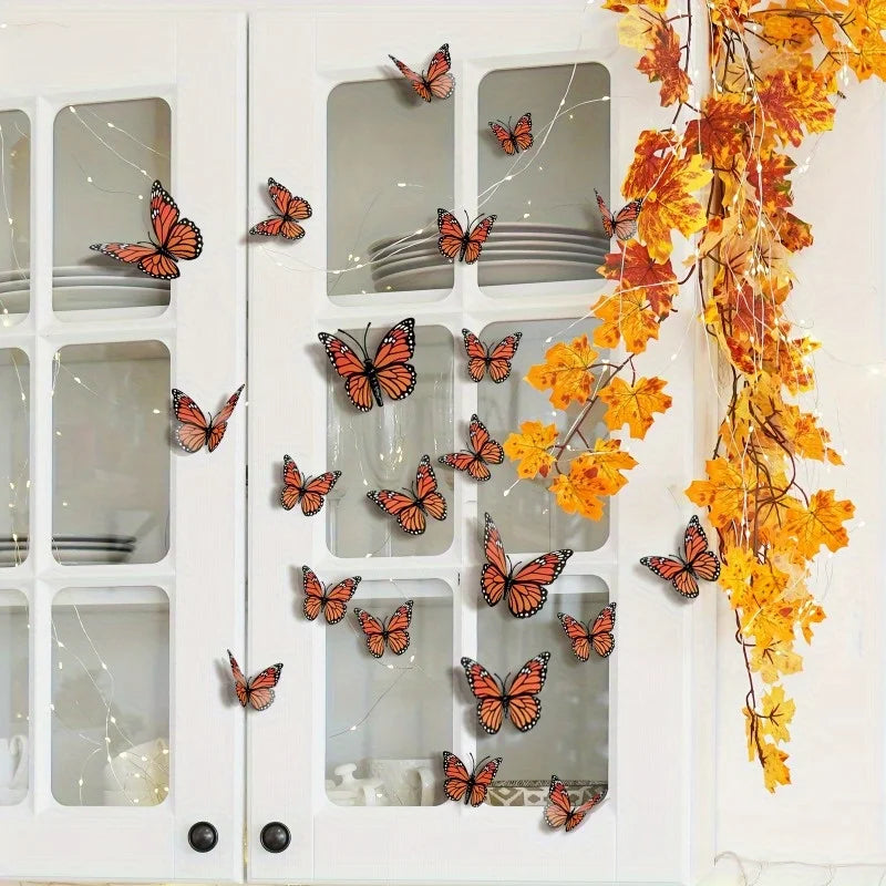 12pcs 3D Monarch Butterfly Wall Decals – PVC Home & Party Decor Wall Decals Nixie