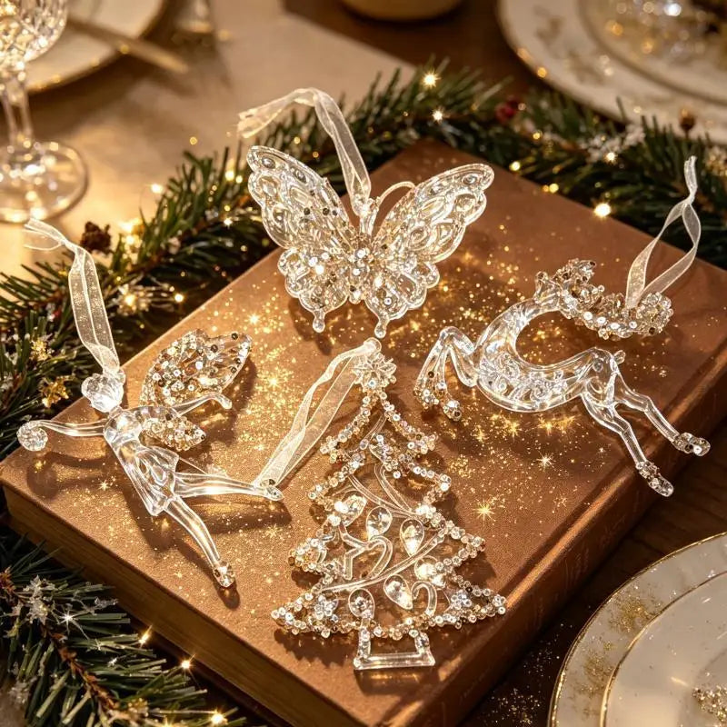 Clear Acrylic Christmas Ornaments with Rhinestone Details Christmas Ornaments Nixie