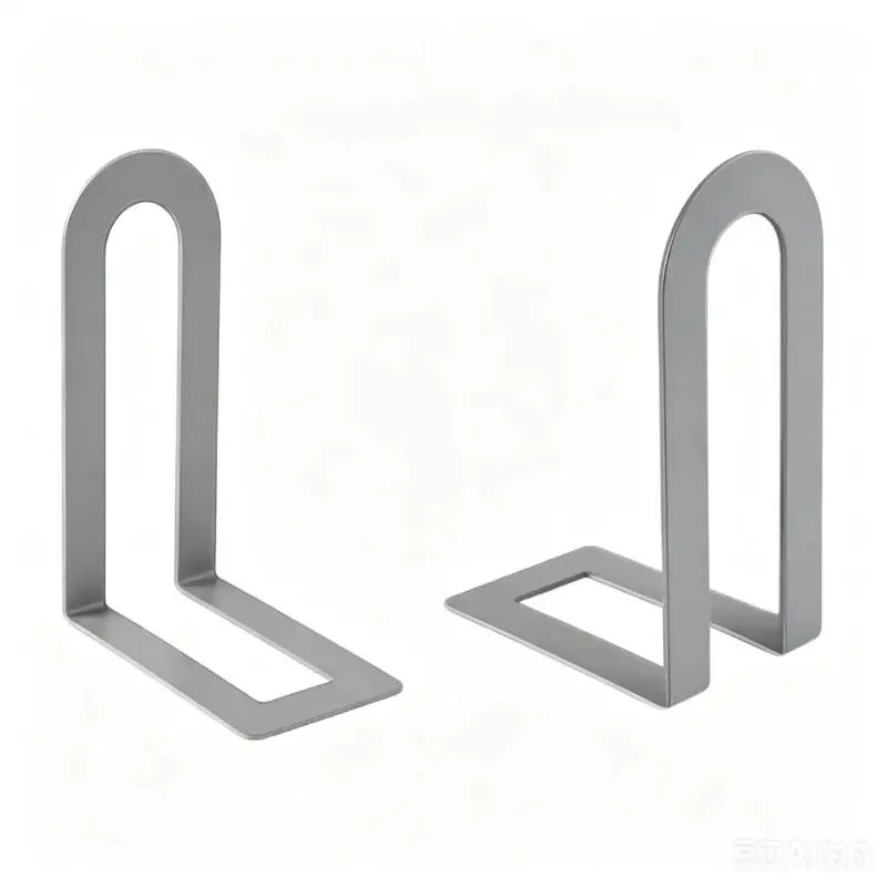 2Pcs L-Shaped Iron Bookends – Non-Slip Desk Book Holder Set Iron Bookends Nixie Gray