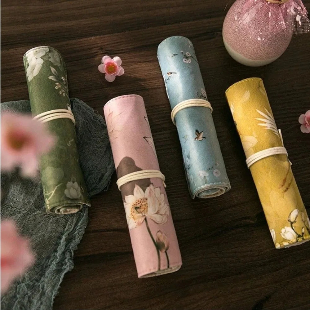 Vintage Roll-Up Pencil Case – Large Capacity Stationery Bag Roll-Up Pencil Case Nixie