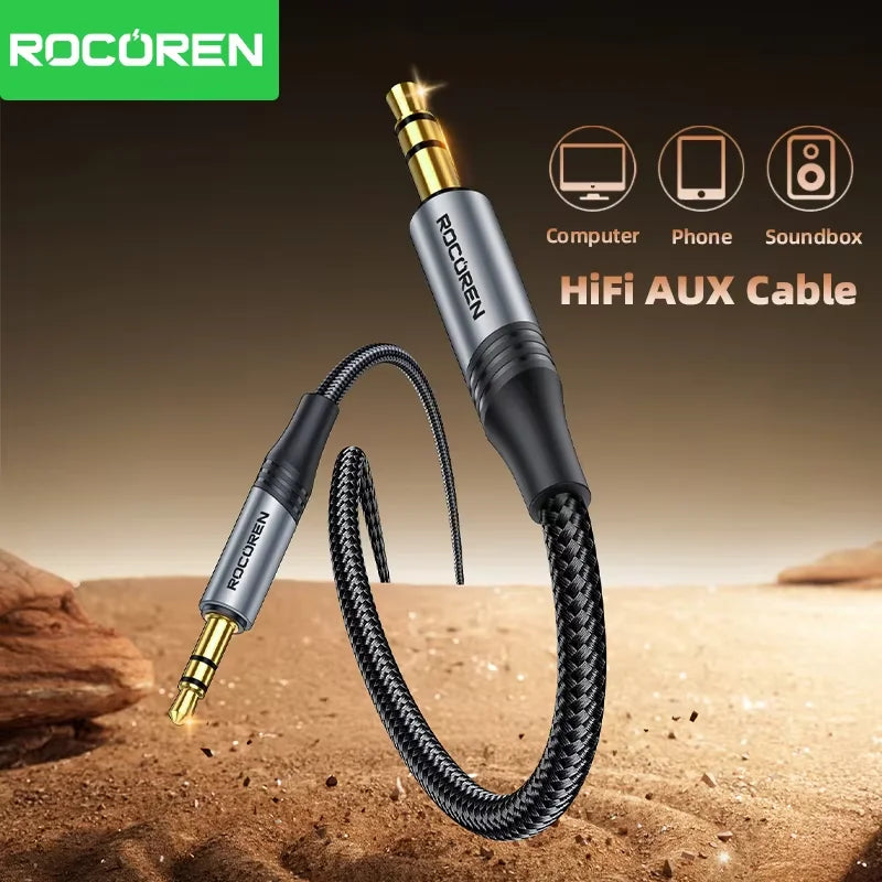 Rocoren 3.5mm Nylon Braided Aux Cable – Male to Male Audio Cord Audio Aux Cable Nixie