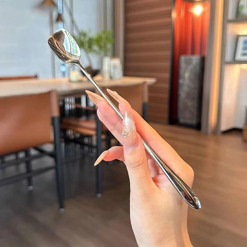 Stainless Steel Long Handle Stirring Spoon | Kitchen Dessert Kitchen Stirring Spoon Nixie