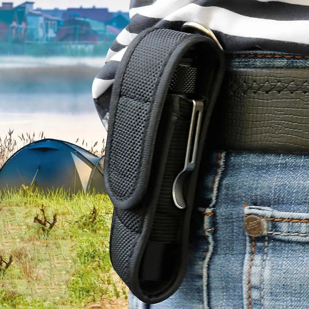 Nylon Flashlight Pouch | Belt Clip, Hook & Loop Closure
