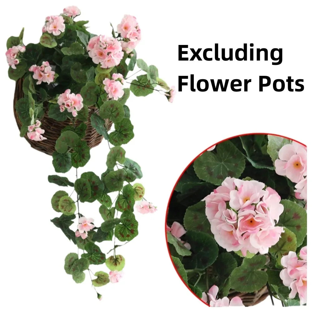 Realistic Artificial Geranium Faux Flower Bouquet – Home & Wedding Artificial Flower Bouquet Nixie Light Pink