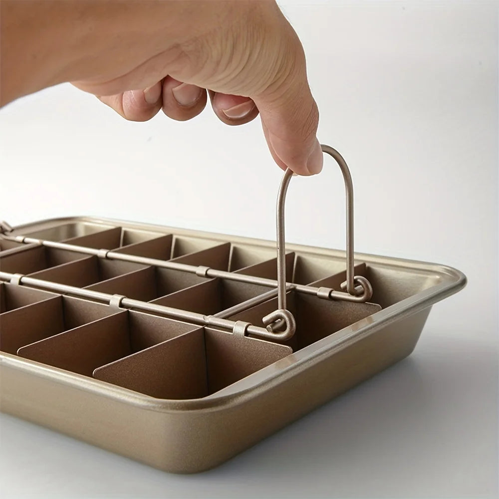 18-Grid Stainless Steel Brownie Pan with Dividers – Non-Stick Brownie Baking Pan Nixie
