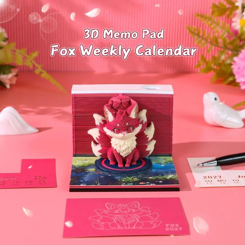 2027 3D Tear-Away Desk Calendar – Paper Carving Art Memo Pad Desk Calendar Nixie