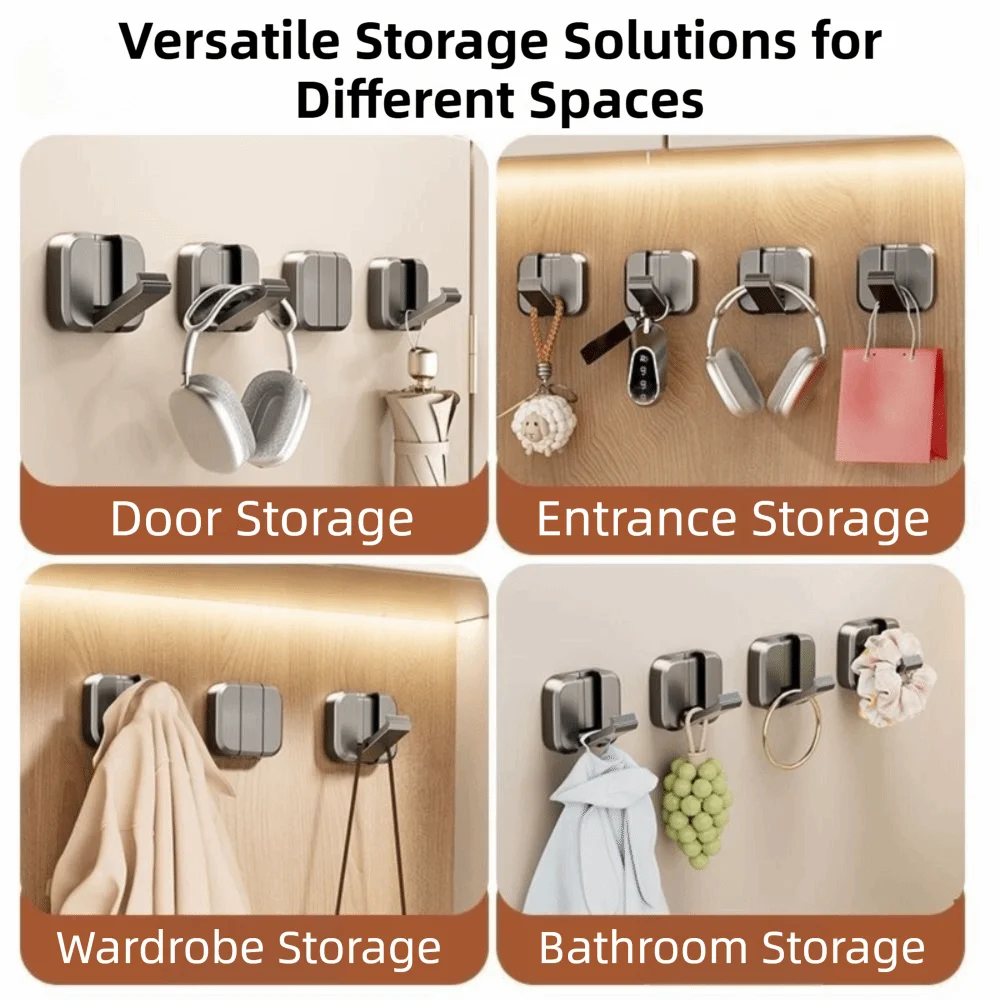 Foldable No-Drill Wall Hook Self-Adhesive Alloy Coat Hook