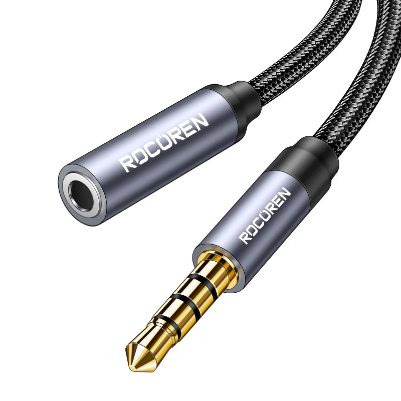 Rocoren 3.5mm AUX Audio Extension Cable Male to Female AUX Audio Cable Nixie Dark Grey 3m