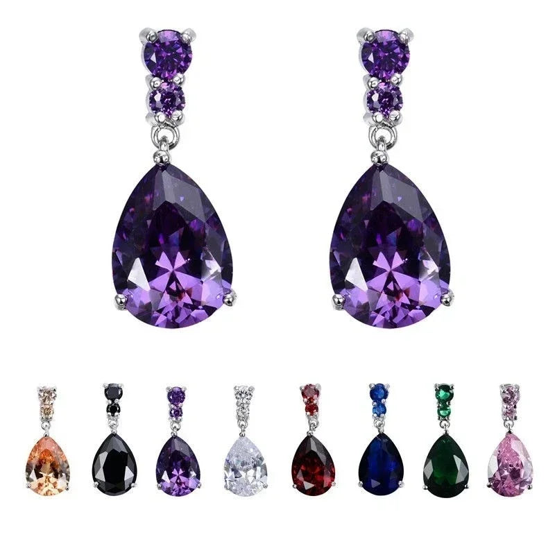 Women's Crystal Teardrop Drop Earrings – Wedding & Party Jewelry Drop Dangle Earrings Nixie