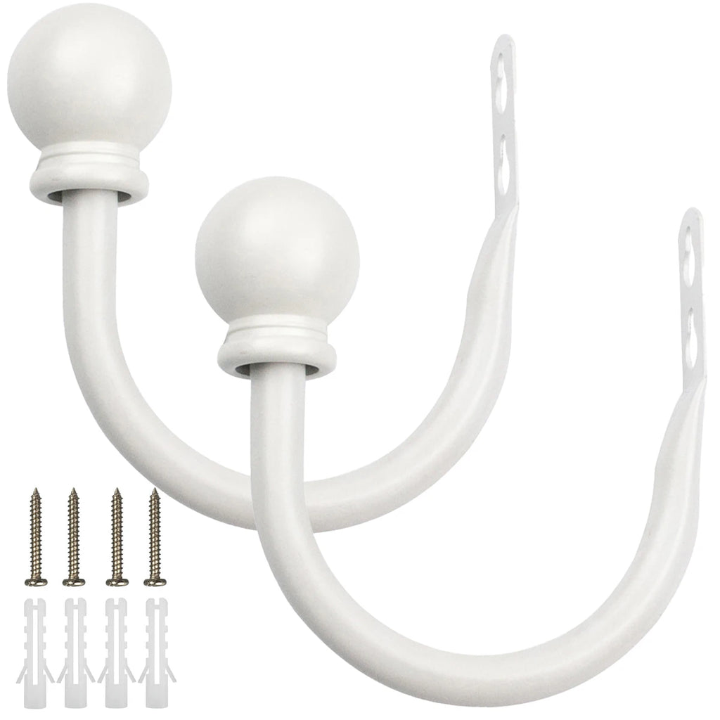 2Pcs Metal Curtain Holdbacks U-Shape Wall Tie Back Hooks Curtain Holdbacks Nixie white S
