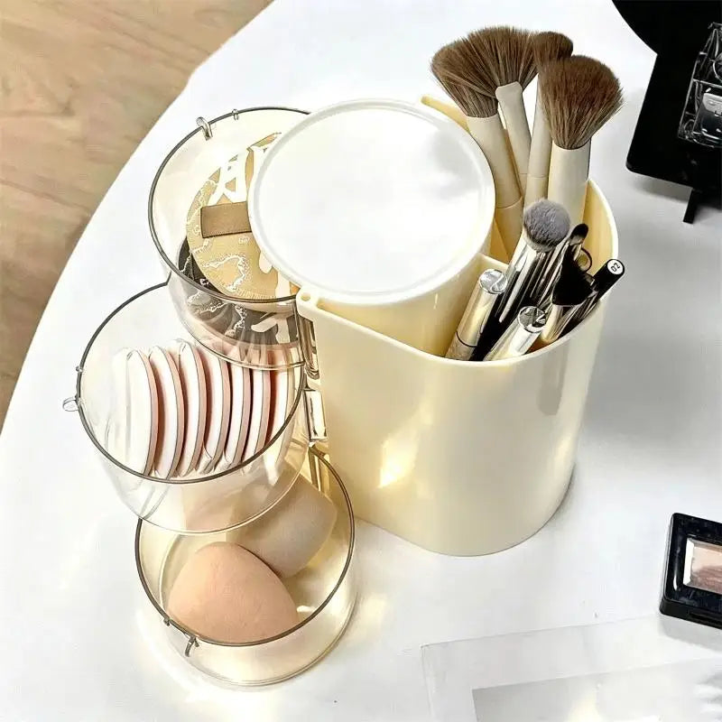 360° Rotating Makeup Brush Holder – Clear Dustproof Organizer Cosmetic Storage Organizer Nixie
