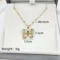 Bow Pendant Necklace – Stainless Steel & Zircon | Nixie Pendant Necklace Nixie XL1470-81