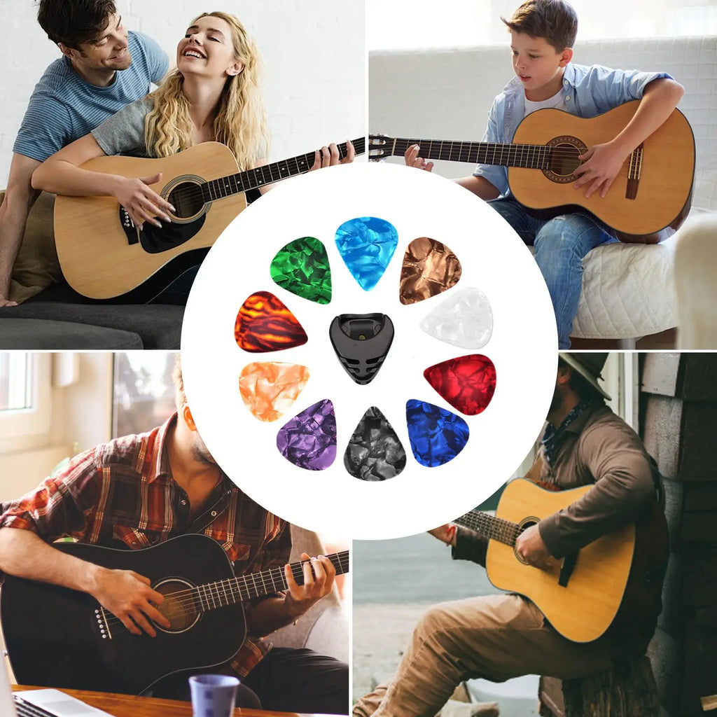 10-Piece Colorful Guitar Picks Set with Plectrum Holder