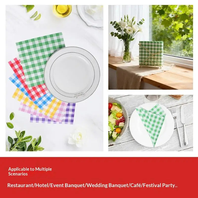 Gingham Disposable Paper Napkins 20 Sheets – Party Supplies Disposable Paper Napkins Nixie
