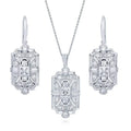 White Stone Geometric Necklace & Earrings Set for Women Jewelry Set Nixie WHITE