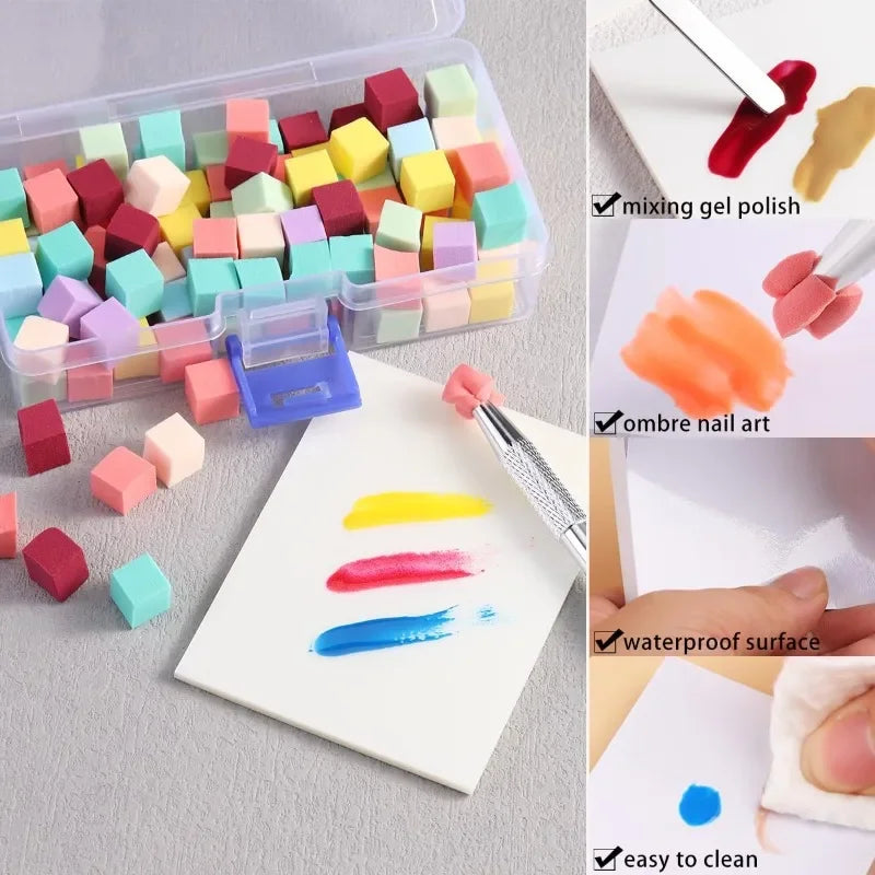 100Pcs Gradient Nail Art Sponges – Ombre Manicure Tool Set Nail Art Sponge Nixie