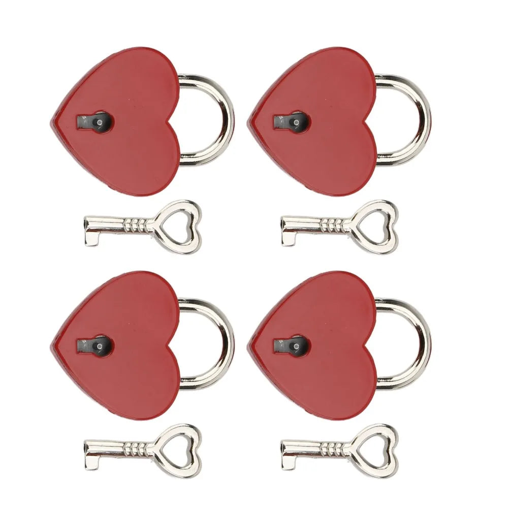4-Pack Heart Shaped Padlocks Zinc Alloy Keyed Lock – Diary & Bags
