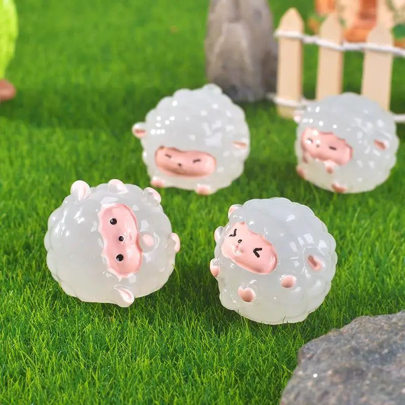 Glow in the Dark Mini Resin Sheep Figurines – 6 Pcs Set Decorative Figurines Nixie