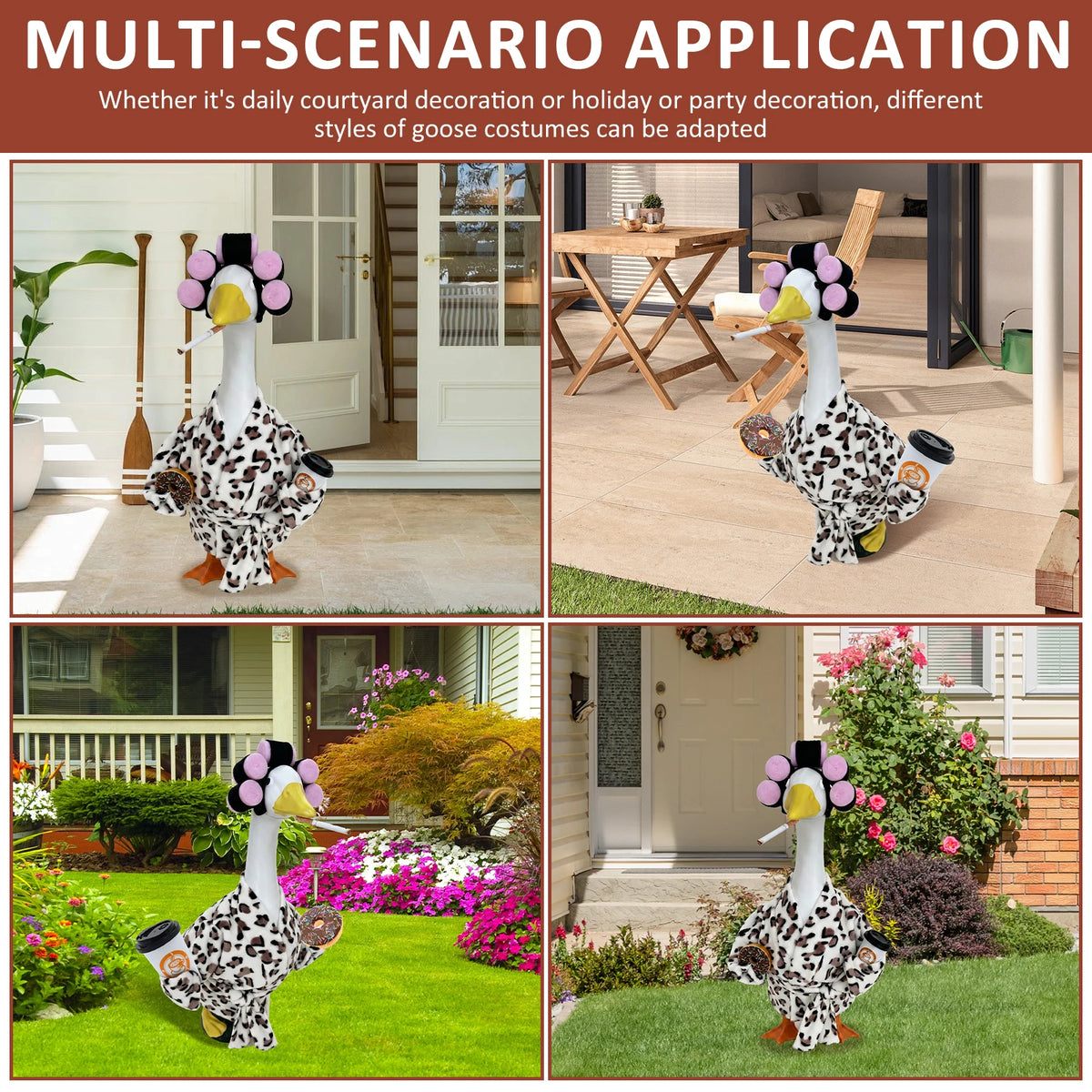 Lady Porch Goose Outfits – 6 Bathrobe & Dress Styles for 23" Statues Goose Statue Costume Nixie