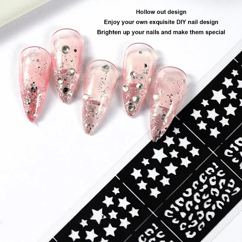 5-Sheet Nail Art Stamping Stencils – Hollow Out Decal Plates Nail Art Stencils Nixie