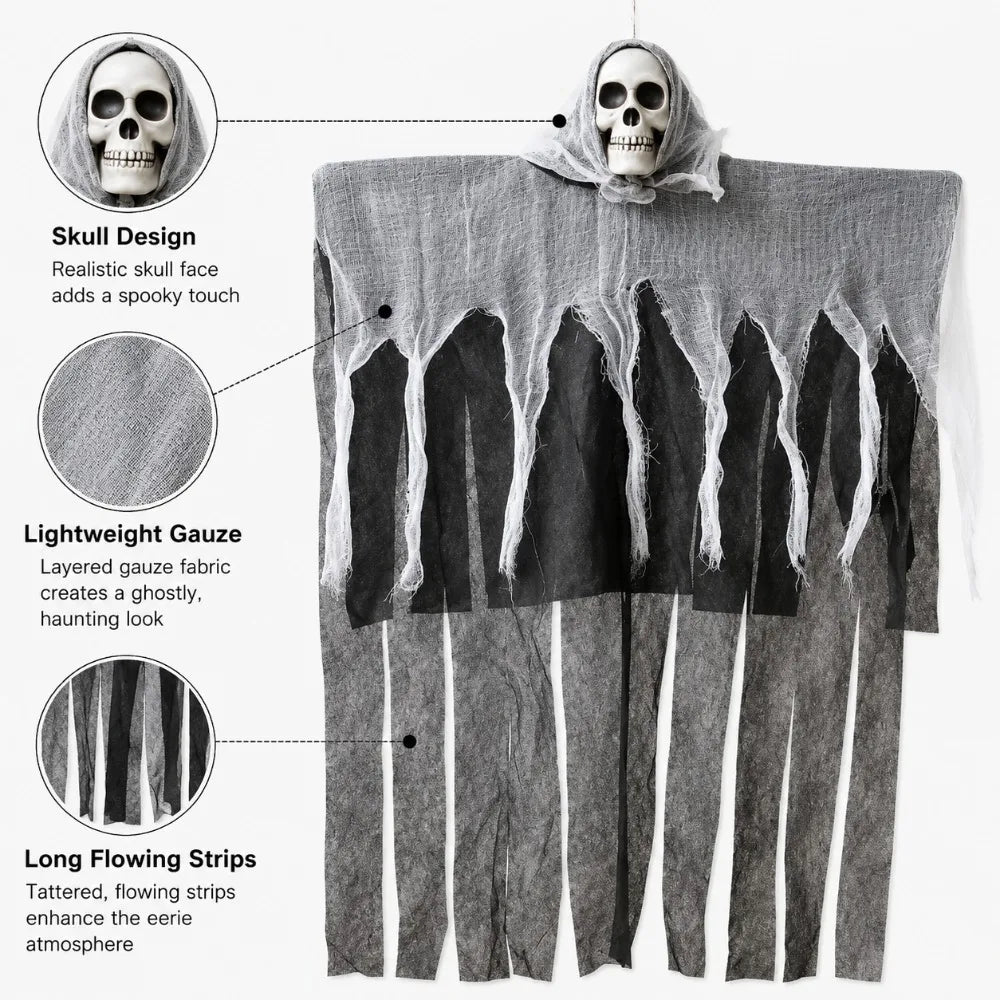 Spooky Skull Halloween Hanging Decoration – Ghost Skeleton Ornament Halloween Hanging Decoration Nixie