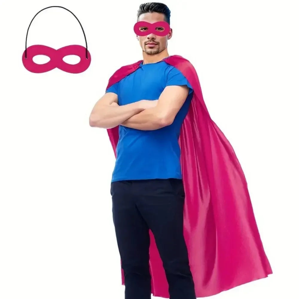 Adult Superhero Cape & Eye Mask – Halloween Costume Cloak Halloween Costume Cape Nixie Rose Red One Size