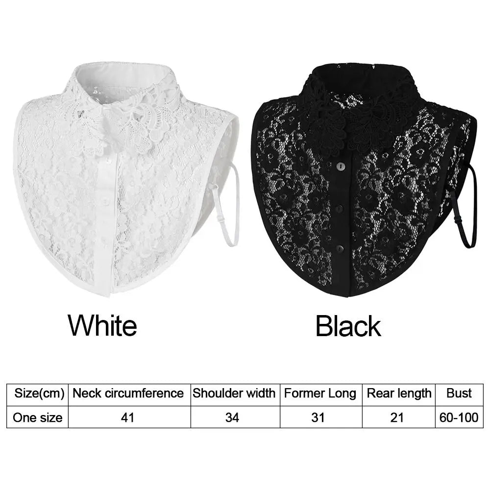 Detachable Lace Fake Collar White Black – Women's Fashion Detachable Lace Collar Nixie