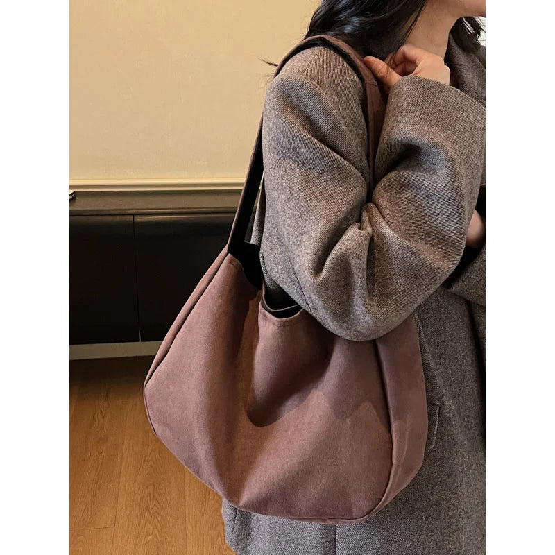 Women's Faux Suede Shoulder Bag – Casual Dumpling Underarm Bag Shoulder Handbag Nixie