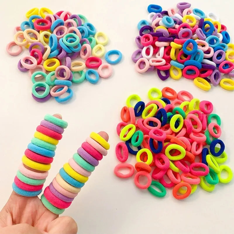 100Pcs Kids Elastic Nylon Hair Ties & Headbands Set for Girls Kids Hair Accessories Nixie