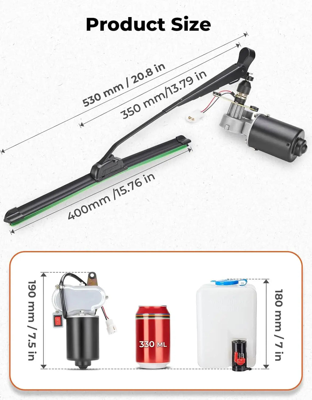 KEMIMOTO 12V UTV Windshield Wiper & Washer Pump Kit UTV Wiper Kit Nixie