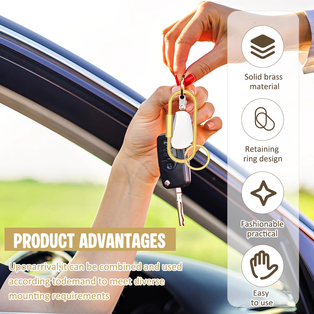 Gold Brass Screw Lock Key Rings & Carabiner Clips | Nixie Brass Key Ring Set Nixie