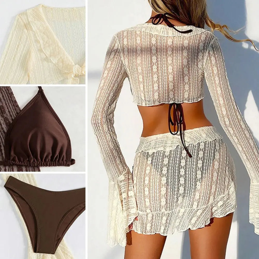 4-Piece Women's Long Sleeve Bikini Set | Brazilian Beachwear Women's Bikini Set Nixie
