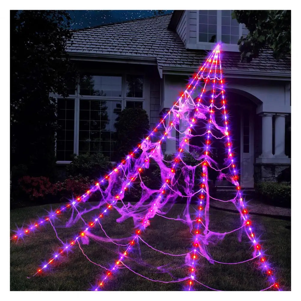 250 LED Spider Web Lights w/ Remote – Halloween Yard Decor Halloween LED Decoration Nixie B China