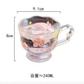 Cherry Blossom Glass Cup with Handle | Tea Coffee Juice Cup Painted Glass Cup Nixie one 201-300ml