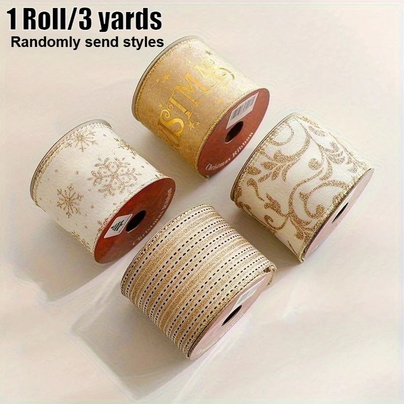 Christmas Velvet Ribbon Printed Holiday Craft Ribbon 3 Yards | Nixie Holiday Craft Ribbon Nixie Randomly styles 1 roll 3 yards