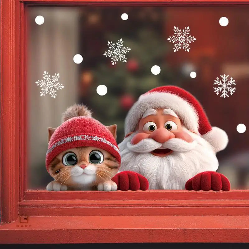 Christmas Window Static Cling Stickers – Santa, Cat & Snowflake Window Cling Stickers Nixie Default Title