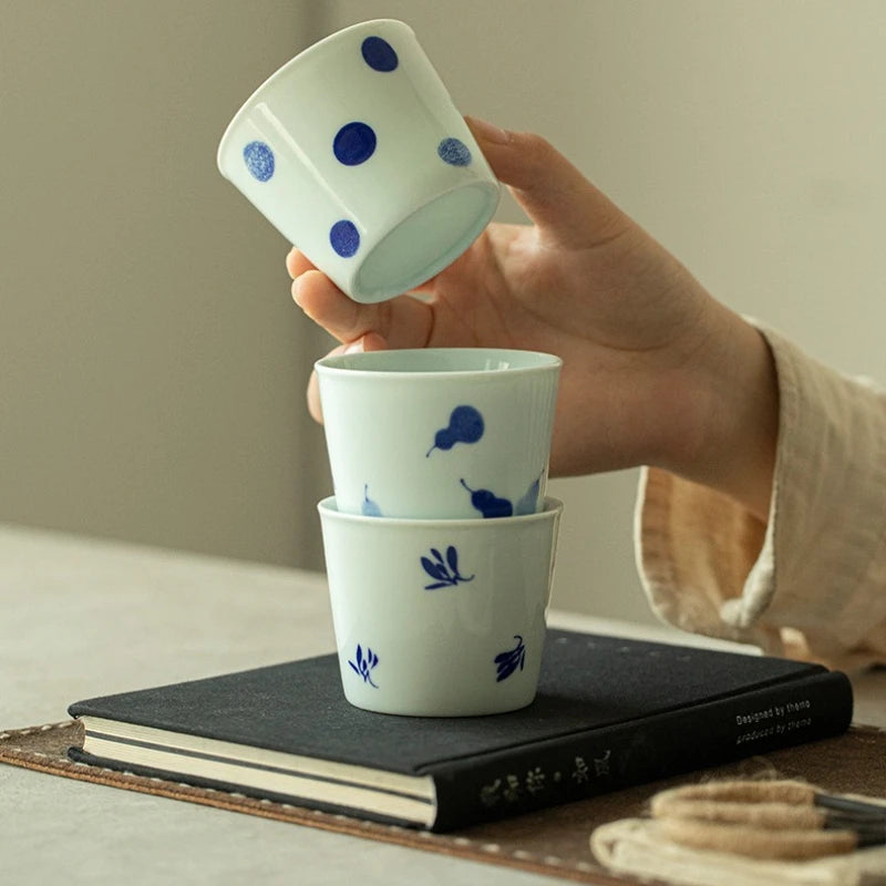 Blue & White Gourd Ceramic Latte Cup | Chinese Style Ceramic Latte Cup Nixie