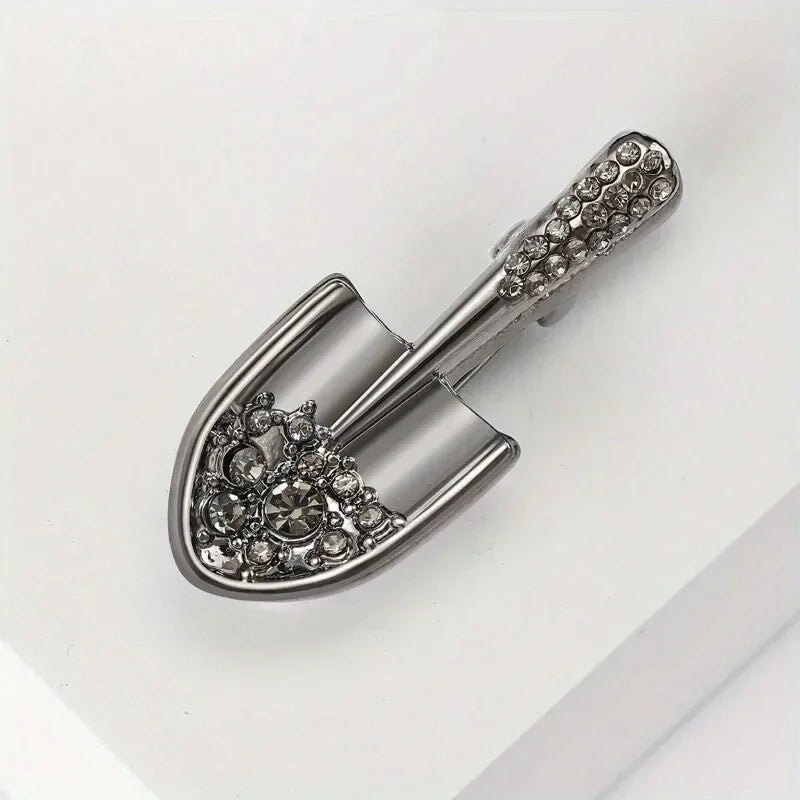Creative Shovel Brooch Pin | Black Electroplated Zinc Alloy Fashion Brooch Pin Nixie