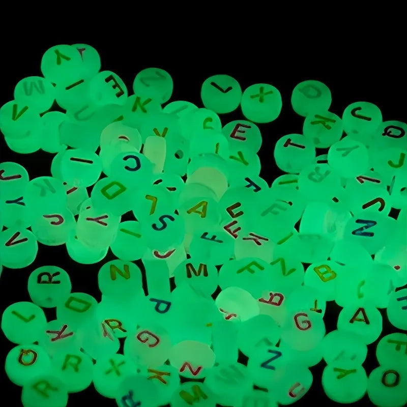 50pcs Letter Acrylic Beads 8x9mm Matte Luminous DIY Jewelry Making Jewelry Making Beads Nixie