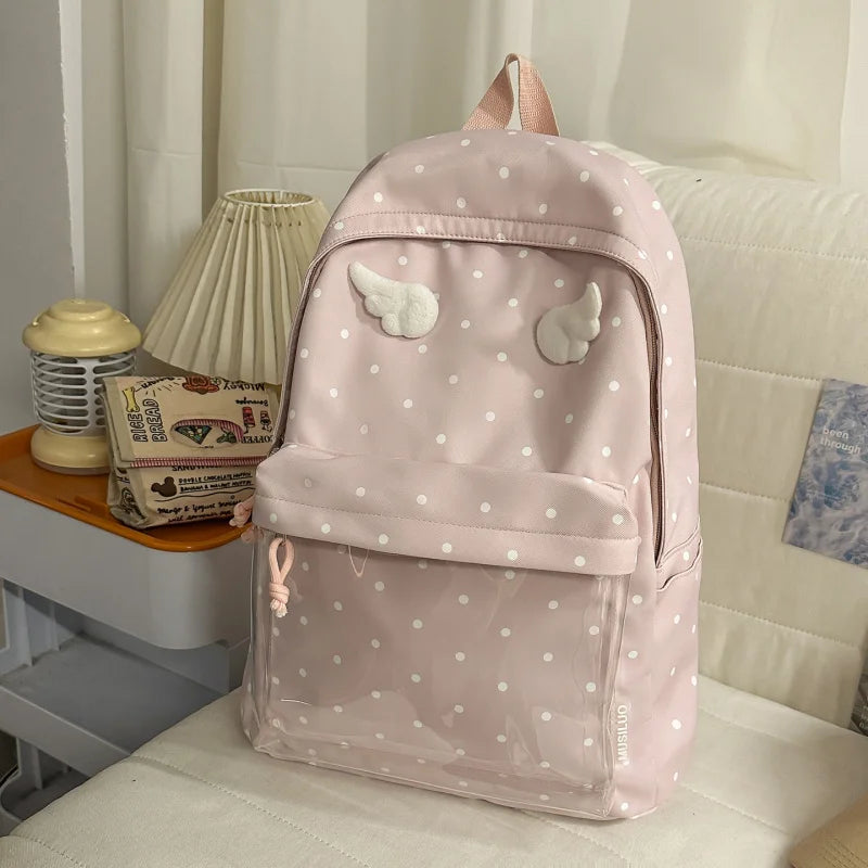 Polka Dot Transparent Large Capacity Student Backpack Student Backpack Nixie