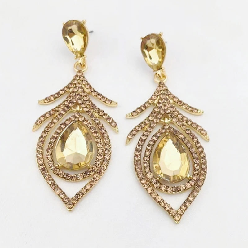 Women's Rhinestone Drop Earrings | 14K Gold Plated Alloy Drop Earrings Nixie