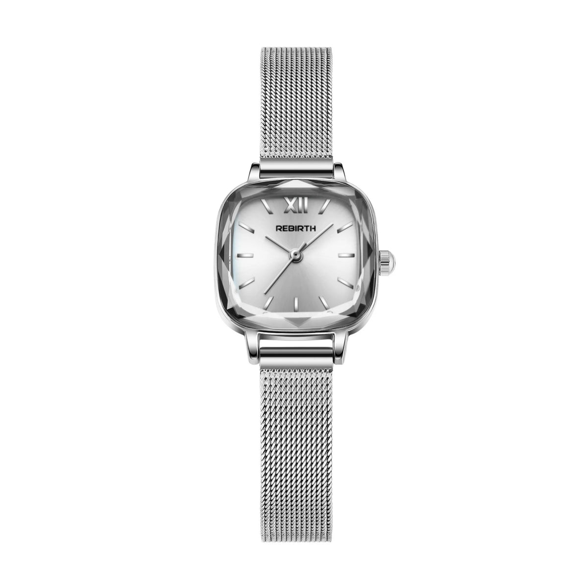 REBIRTH Women's Luxury Quartz Watch – Stainless Steel Band Women's Quartz Watch Nixie Silver