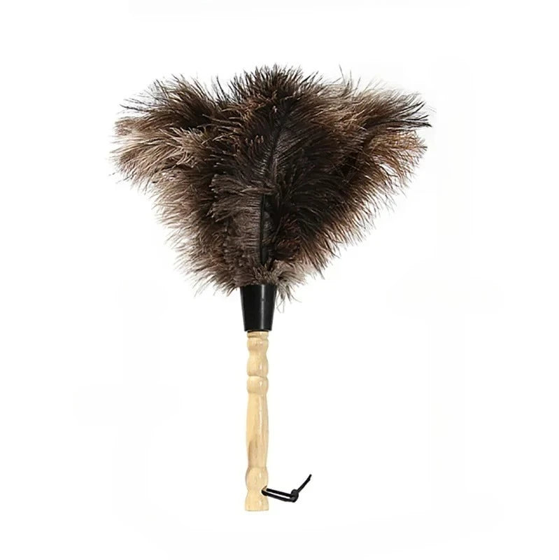 Ostrich Feather Duster Wooden Handle – Anti-Static Home Cleaning