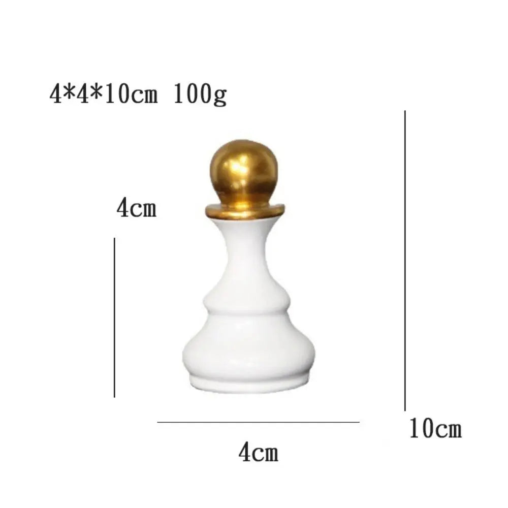 Resin Chess King Ornament Black & White Statue Home Decor Decorative Figurine Nixie