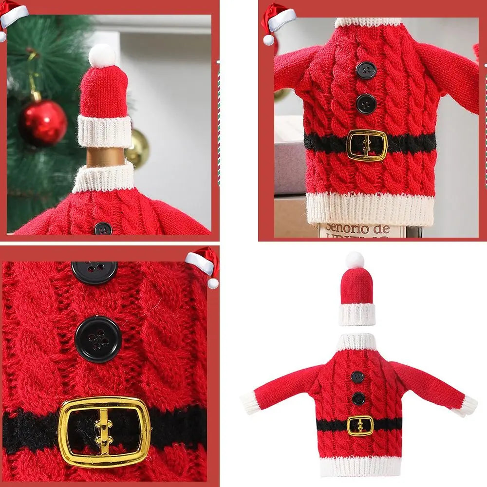Christmas Knitted Wine Bottle Cover | Festive Sleeve Gift Bag Holiday Bottle Cover Nixie