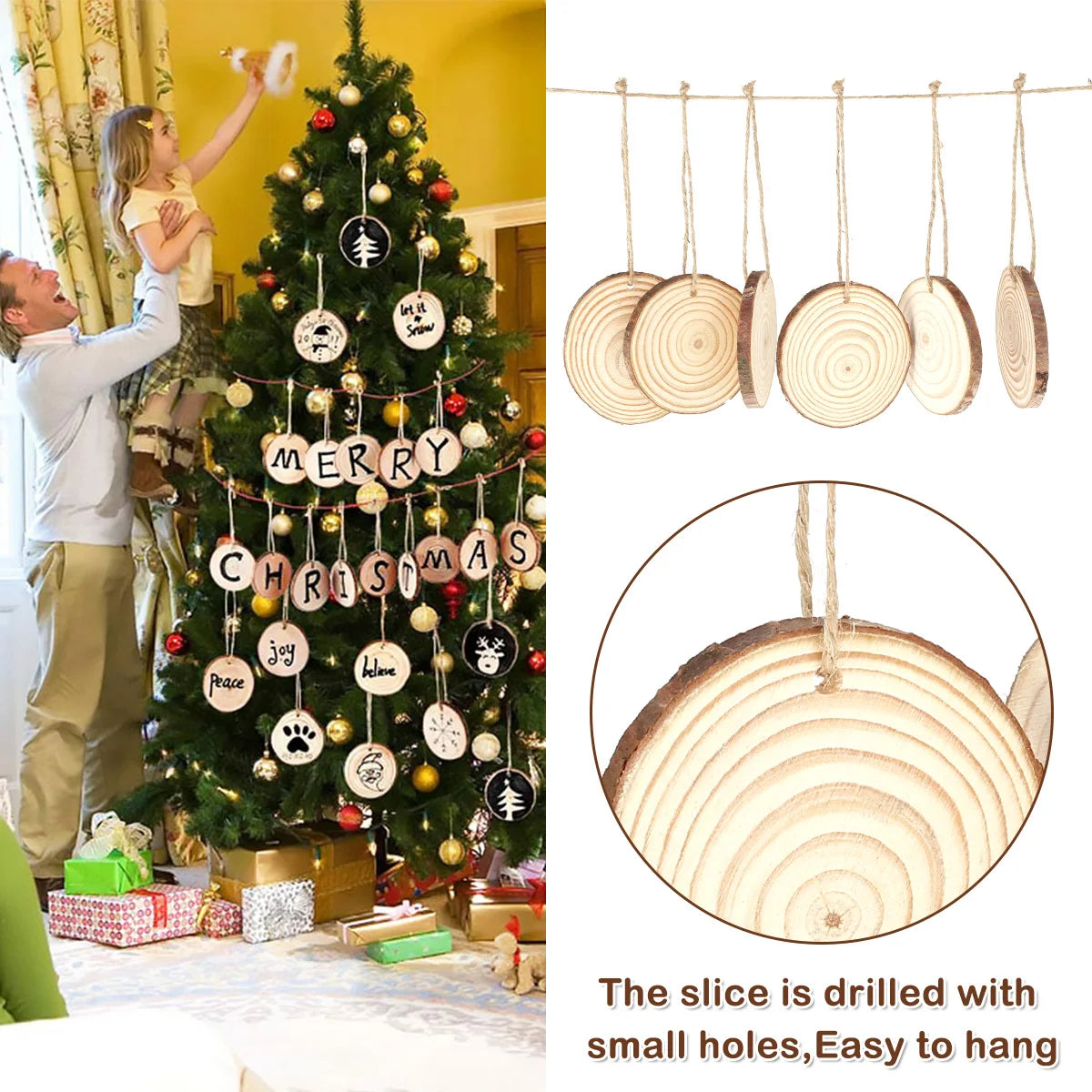 Natural Pine Wood Slices 30/50Pcs – DIY Crafts & Decor Wood Craft Slices Nixie